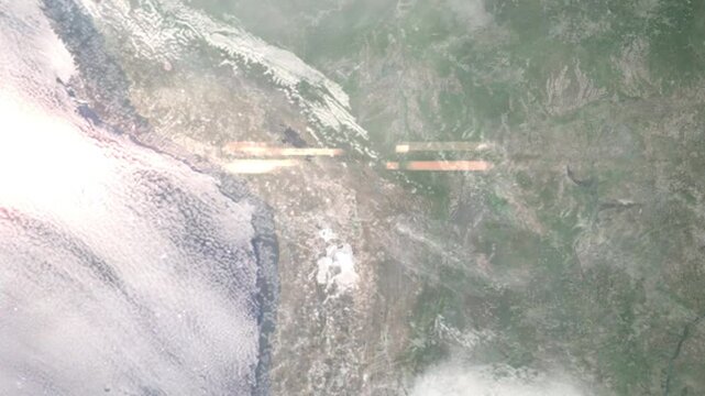 Zooming in on Oruro, Bolivia frome space - Perfect for Travel Intros and Backgrounds. Realistic 3D Animation.