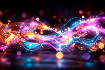 A Symphony of Light: Mesmerizing Iridescent Trails Dance and Twirl, Weaving a Tapestry of Color and Motion in a Spectacular Abstract Display