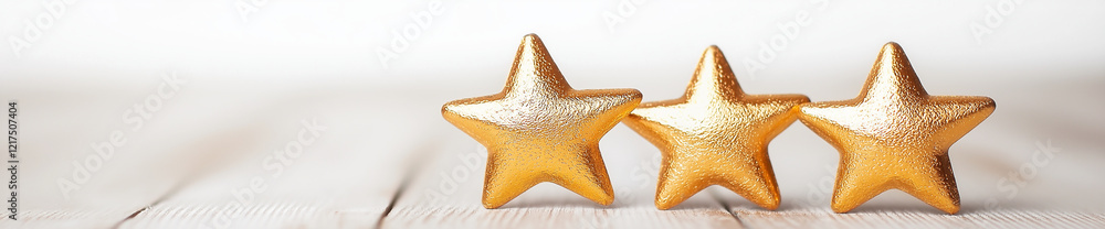 Poster golden stars arranged in row on wooden surface, creating warm and inviting atmosphere. perfect for d