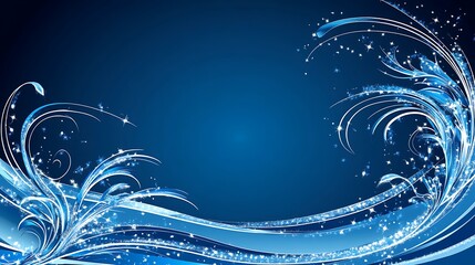Abstract Blue Swirls with Sparkling Winter Design