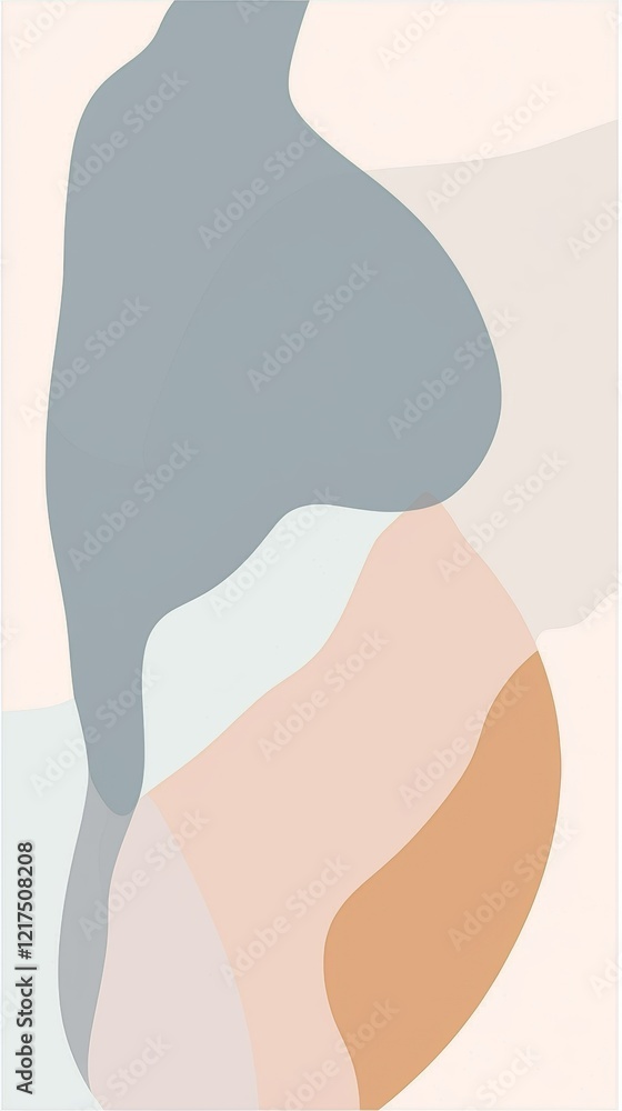 Poster pastel-colored abstract shapes create a dynamic and visually engaging background, forming an artisti