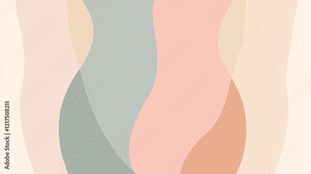 Poster blending soft pastel colors in a wavy, abstract design creates a calming and visually appealing back