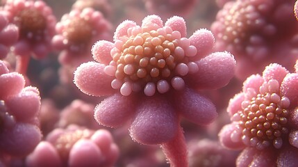 Obraz premium Pink textured flowers cluster closely together