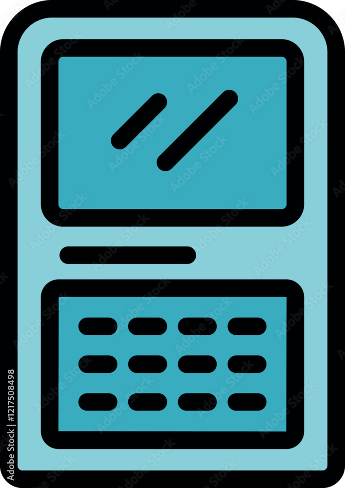 Poster portable mini pc with keyboard and pause symbol on display, representing interrupted processing