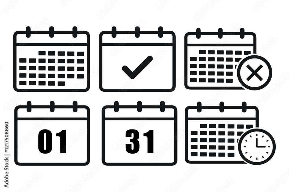 Aufkleber calendar date icon set. planner. calendar icon with different date from 1 and 31 day. meeting deadli