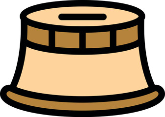 Round charity donation box accepting contributions, symbolizing generosity, philanthropy, and fundraising for non profit organizations