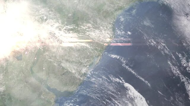 Zooming in on Canoas, Brazil frome space - Perfect for Travel Intros and Backgrounds. Realistic 3D Animation.