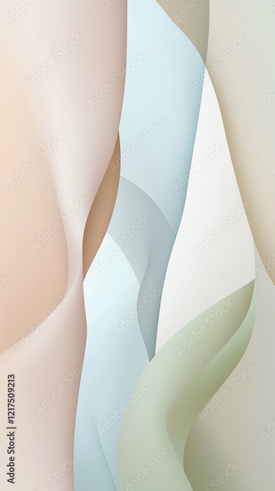 Poster soft pastel colors blend seamlessly in a wavy abstract composition, creating a visually appealing ba