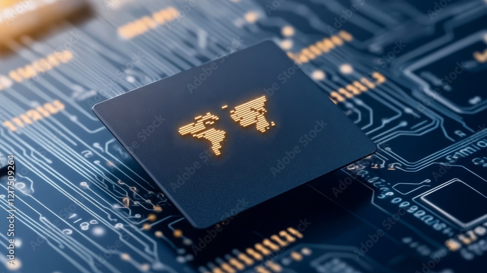 Aufkleber bitcoin chip on circuit board, exploring cryptocurrency mining technology and innovation