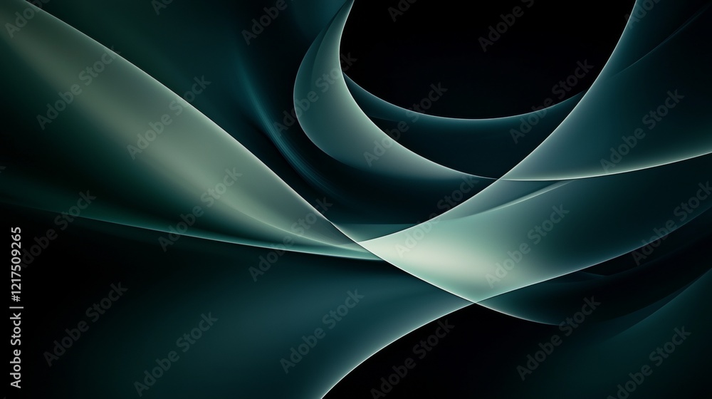 Poster smooth elegant dark green and white waves creating a flowing abstract background, perfect for websit