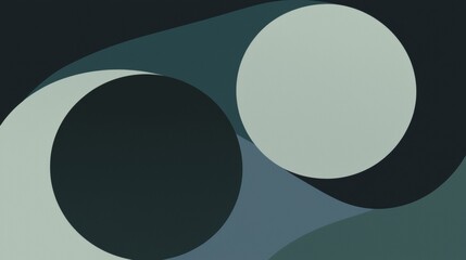 Modern abstract background featuring overlapping circles and wavy shapes in dark and light green tones, creating a visually appealing and dynamic composition