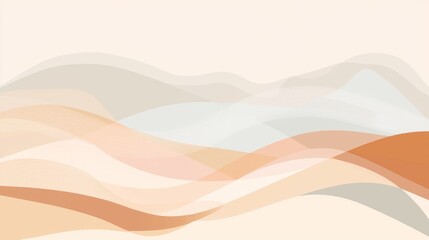 Soft pastel hues blend seamlessly in an abstract composition, with gentle, undulating lines creating a serene and calming visual experience, perfect for backgrounds and design elements