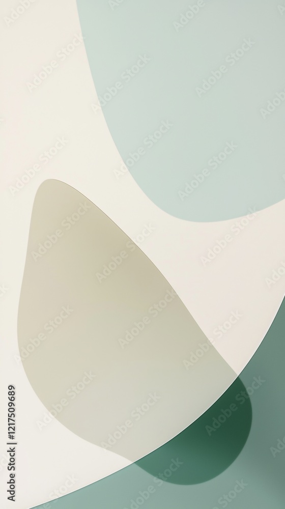 Poster modern abstract background showcasing overlapping rounded shapes in various shades of green and beig