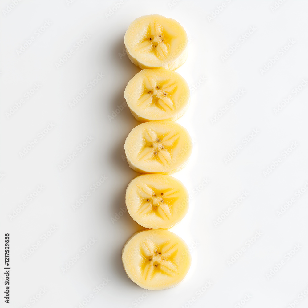 Aufkleber five perfectly aligned banana slices creating a minimalist and visually appealing pattern