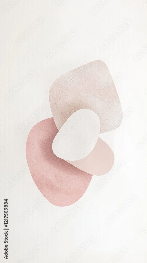 Aufkleber pastel pink and white shapes are creating an overlapping design on a textured background, offering a