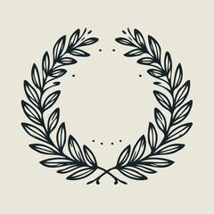 Adobe Illustrator Artwork, A wreath with a green leaves and a symbol for the winner of the contest. Gold laurel wreath. Laurel wreath vector icon isolated on white background.