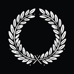 Adobe Illustrator Artwork, A wreath with a green leaves and a symbol for the winner of the contest. Gold laurel wreath. Laurel wreath vector icon isolated on white background.