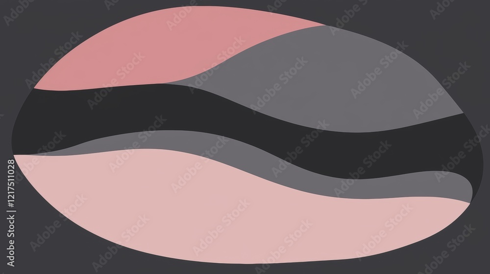 Poster modern abstract background featuring a rounded oval shape composed of overlapping wavy stripes in va
