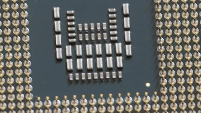 CPU holder with gold pins, macro shot, stop motion, loop