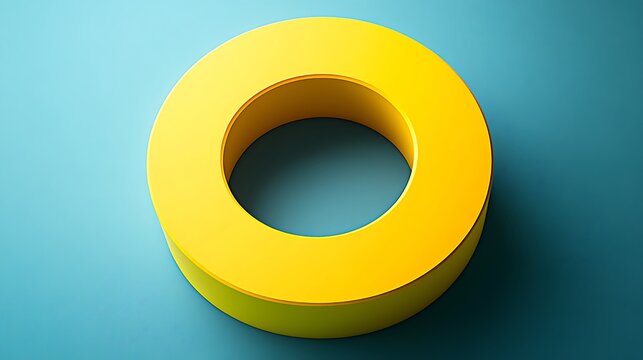 Yellow Circular Shape Against Blue Background