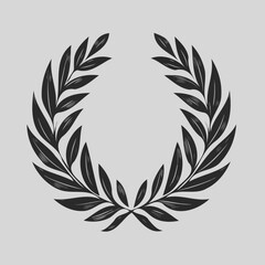 Adobe Illustrator Artwork, A wreath with a green leaves and a symbol for the winner of the contest. Gold laurel wreath. Laurel wreath vector icon isolated on white background.