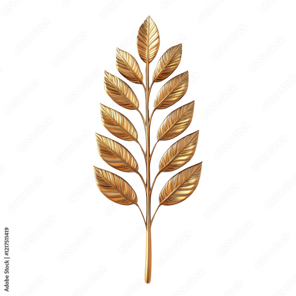 Poster a digitally rendered image showcases a golden branch with intricately detailed leaves against a blac