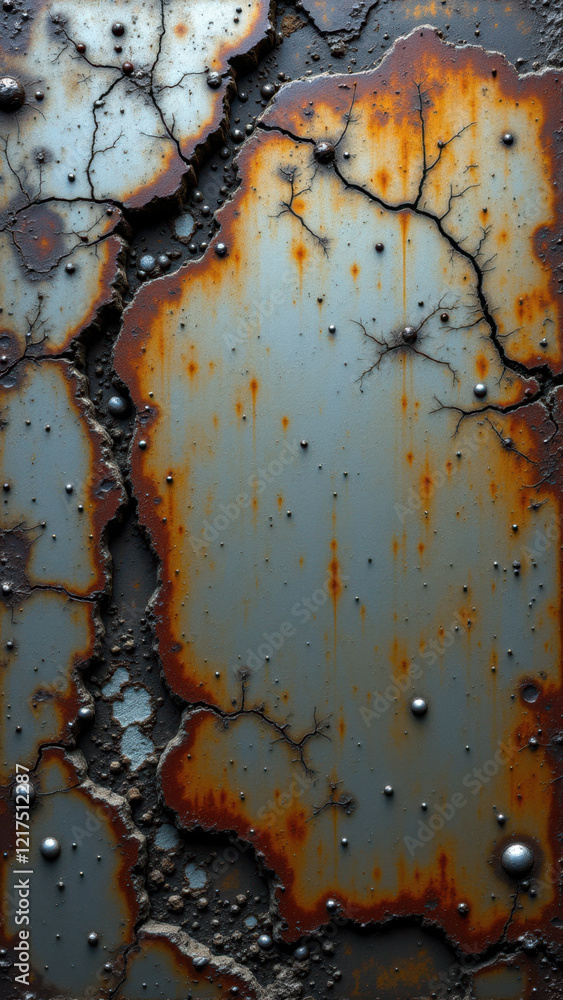 Poster rusting metallic surface with a weathered appearance.
