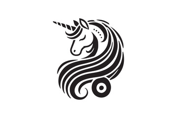  black and white simple unicorn vector silhouette 