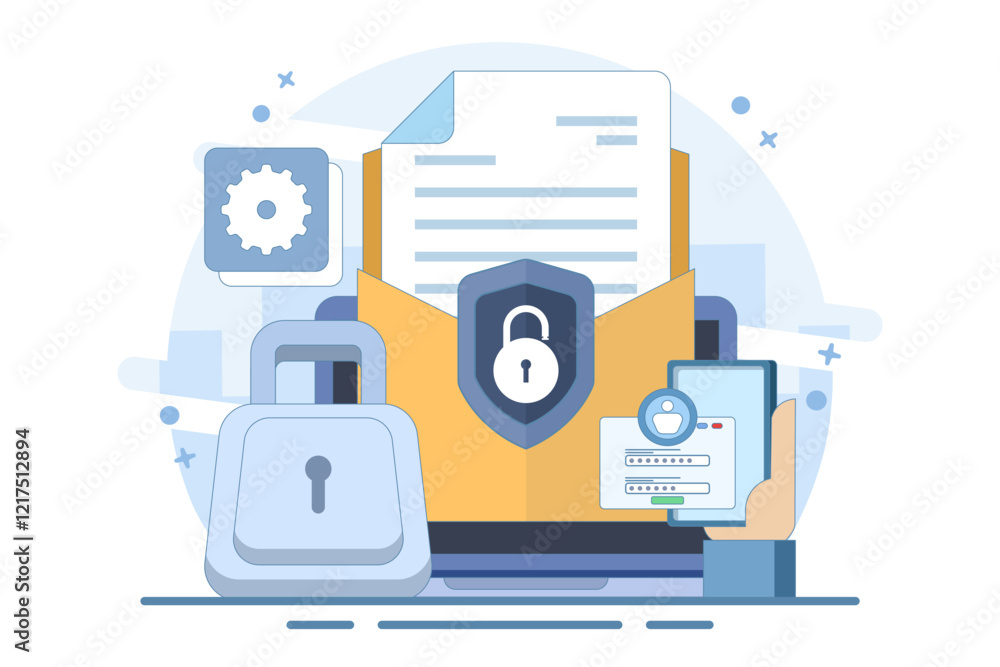 Poster online cyber data security concept, personal data and email security, internet security or informati