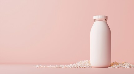 Scene of Rice Milk Bottle on Pink Background