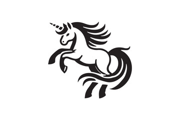  black and white simple unicorn vector silhouette 