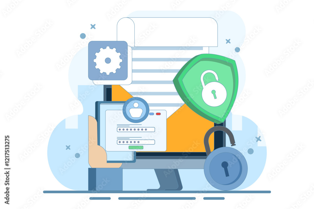 Poster online cyber data security concept, personal data and email security, internet security or informati
