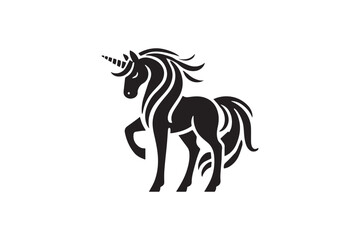 Obraz premium black and white simple unicorn vector silhouette 