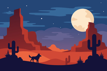 Naklejka premium vector illustration of a desert landscape