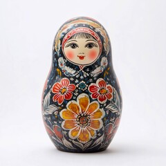 russian nesting doll, Wooden colored matryoshka doll. Russian nesting dolls on a white background