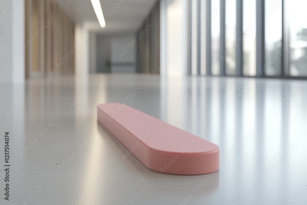 Aufkleber minimalist design element in modern indoor space with soft pink color on polished floor and natural 