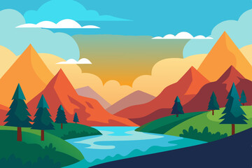 mountain landscape vector illustration