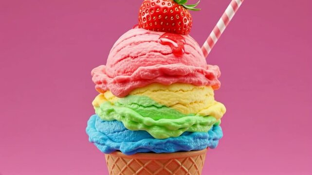 ice cream in rainbow color