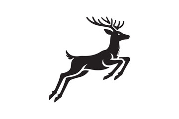  black and white simple deer leaping vector silhouette 