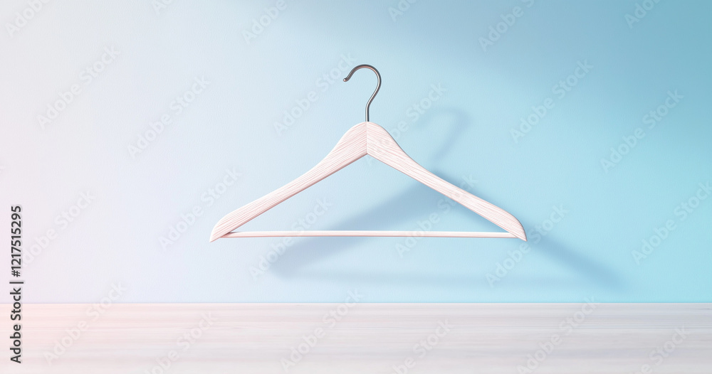 Poster white wooden hanger isolated on light background, showcasing its elegant design and shadow. perfect 
