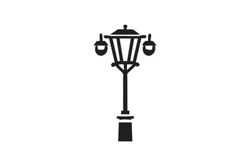  black and white simple vintage road lamp vector silhouette 