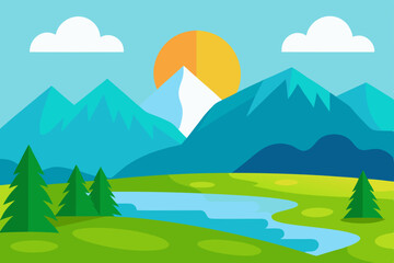 Fototapeta premium landscape with mountains and blue sky