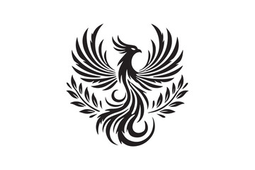 black and white simple phoenix vector silhouette 