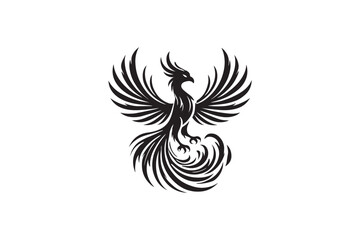 Obraz premium black and white simple phoenix vector silhouette 