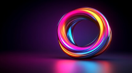 Neon Colored Twisted Ring Abstract Art Design