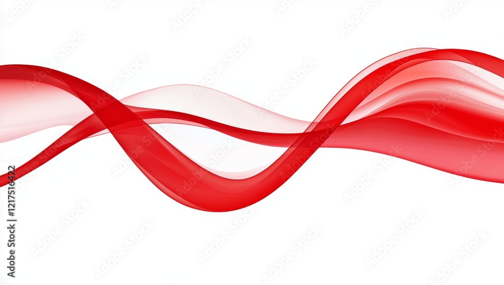 Poster smooth red waves are flowing on a white background, creating a beautiful abstract design that evokes