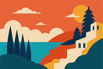 Naklejka premium vector illustration of a castle