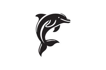  black and white simple dolphin  vector silhouette 