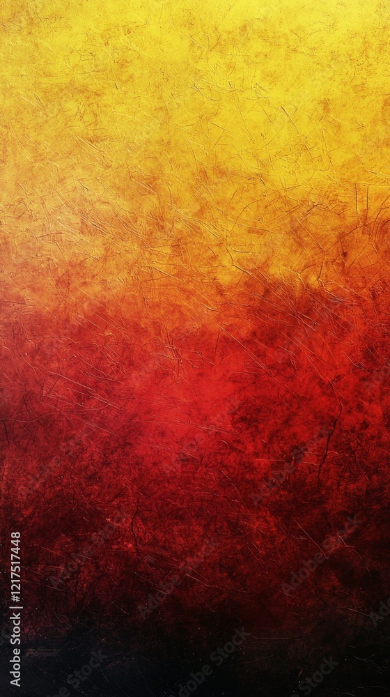 Aufkleber scratched surface with a gradient from yellow to black, passing through shades of orange and red, cr