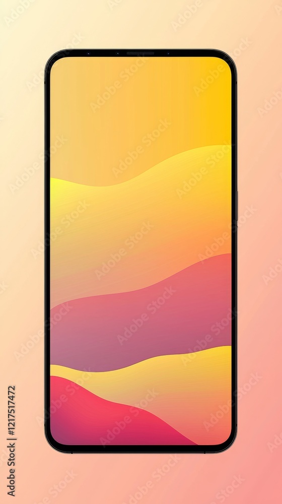 Aufkleber vibrant and modern smartphone displaying an abstract wallpaper featuring smooth, flowing waves of co